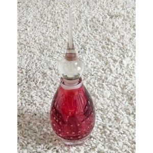 Vintage Glass Perfume Bottle With Elongated Bubble Stopper - Red 11.9 oz